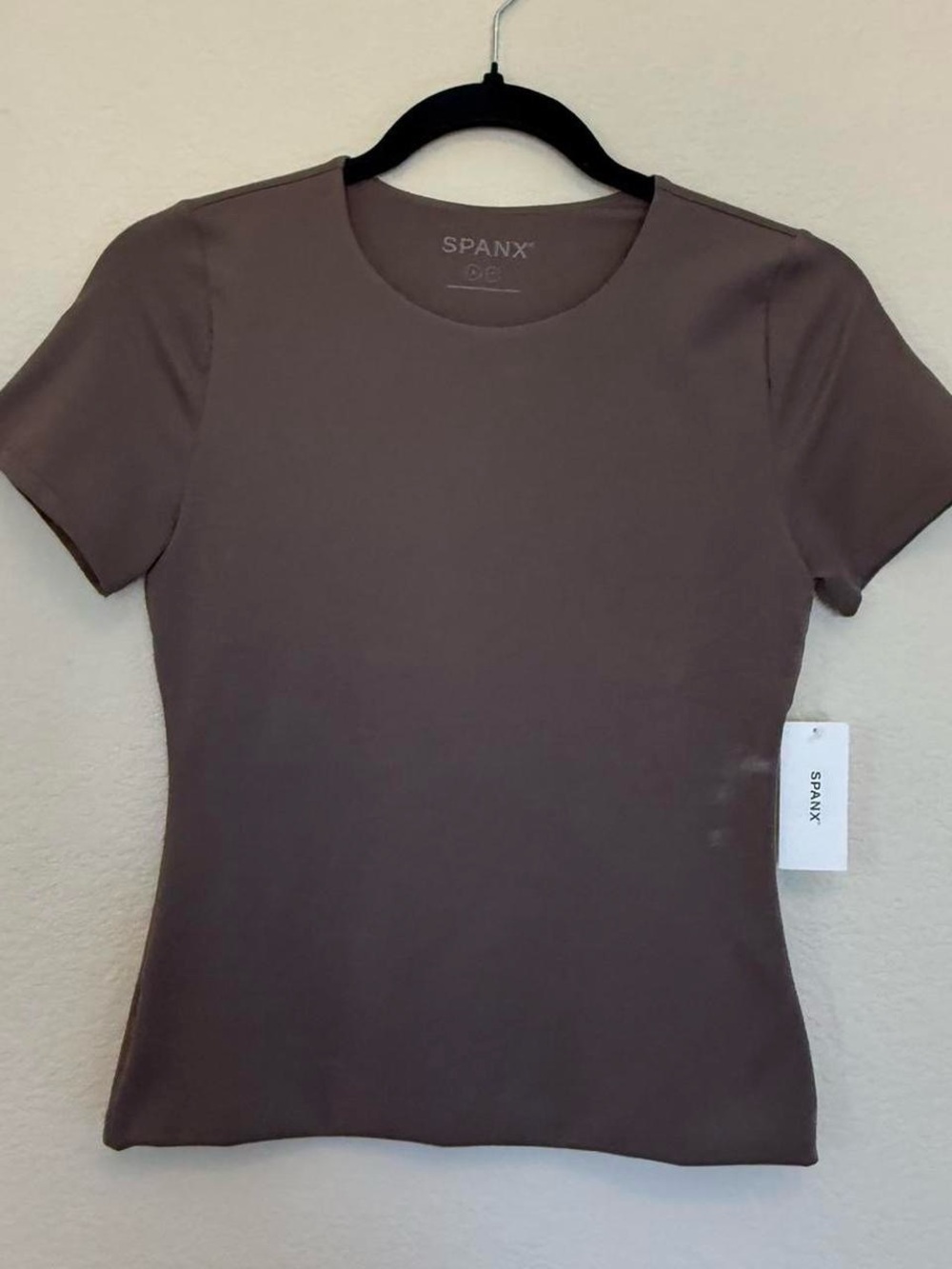 Spanx Smoothing Jersey Short Sleeve Crew Neck Tee in Smoke - Picture 2 of 4